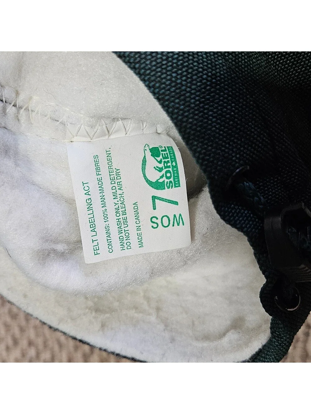 Sorel Women's Sz 7 Kaufman Canadian Winter Snow Boots Green Rubber Duck Lace Up